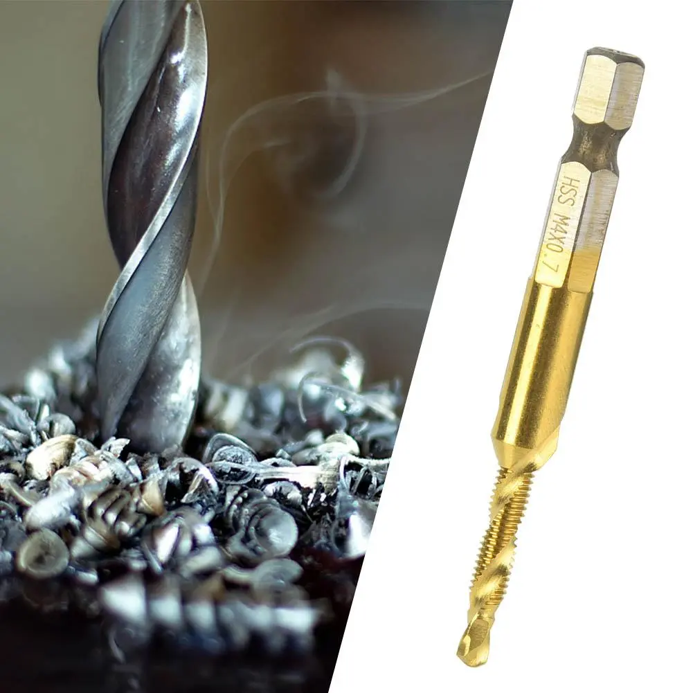 HSS 6.35mm Hex Shank Tap Drill Bit Through-Hole Inner Chip Removal Tap Drill 15mm(M4)