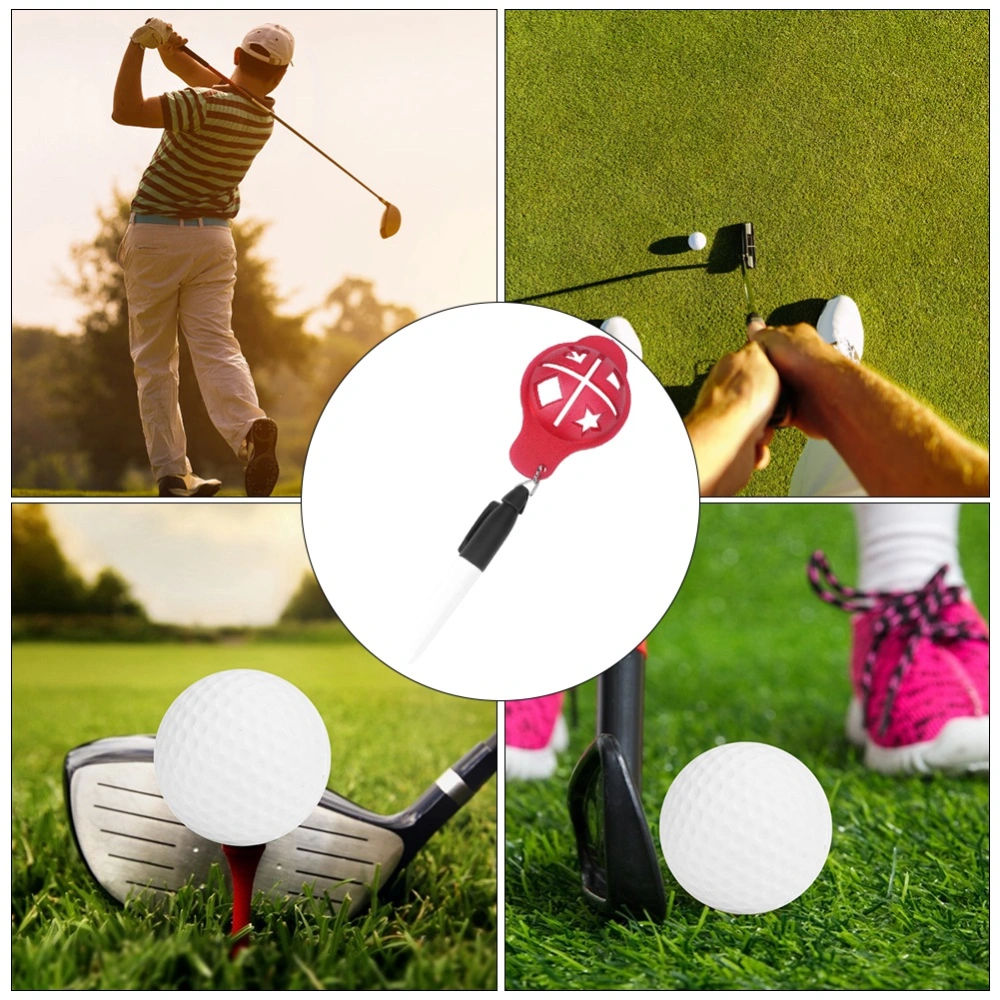 Golf Ball Liner Line Marker Drawing Template Alignment Tool with Pen Accessories(Red Black Pen)