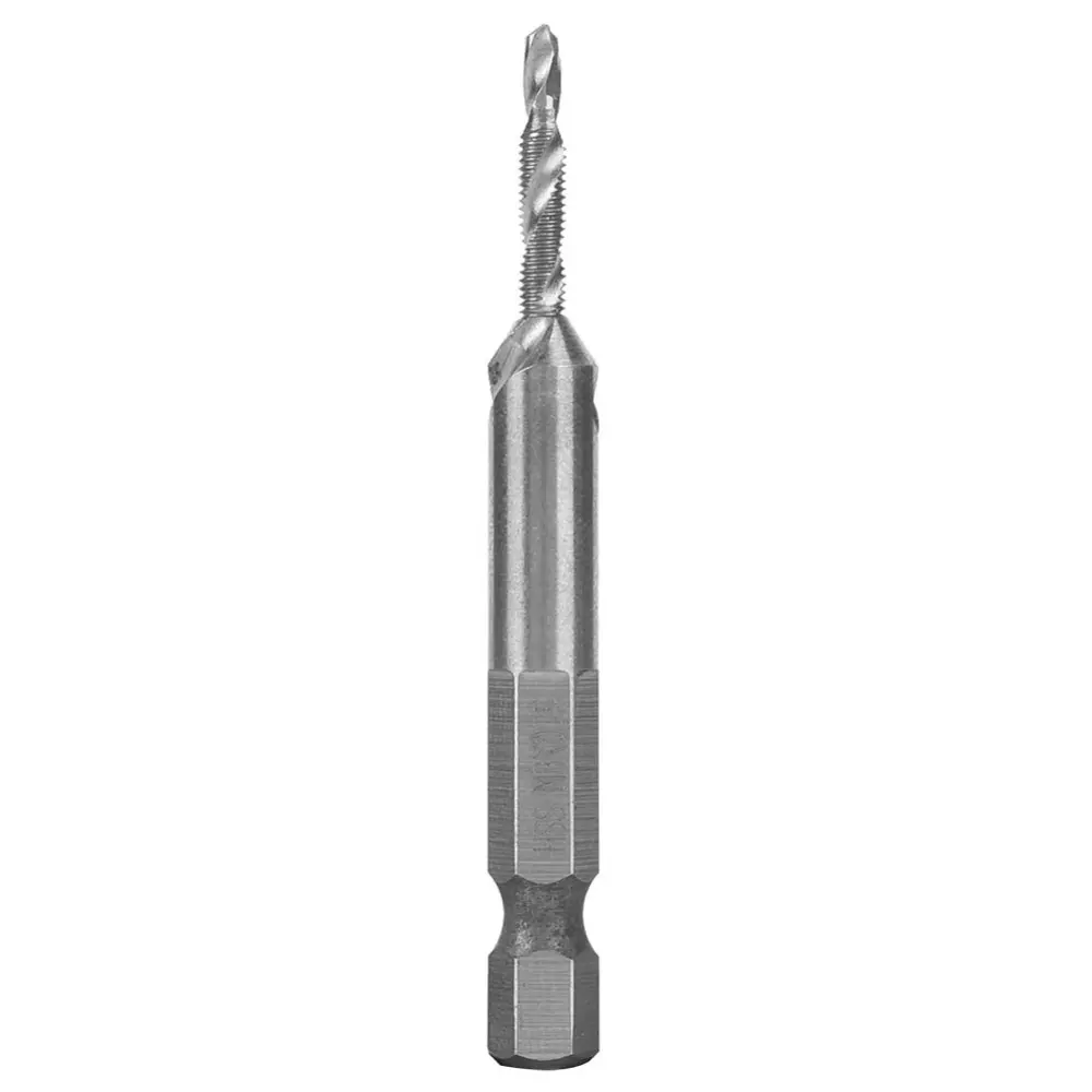 HSS Silver 6.35mm Hex Shank Tap Drill Bit Through-Hole Inner Chip Removal Tap Drill 15mm(M3)