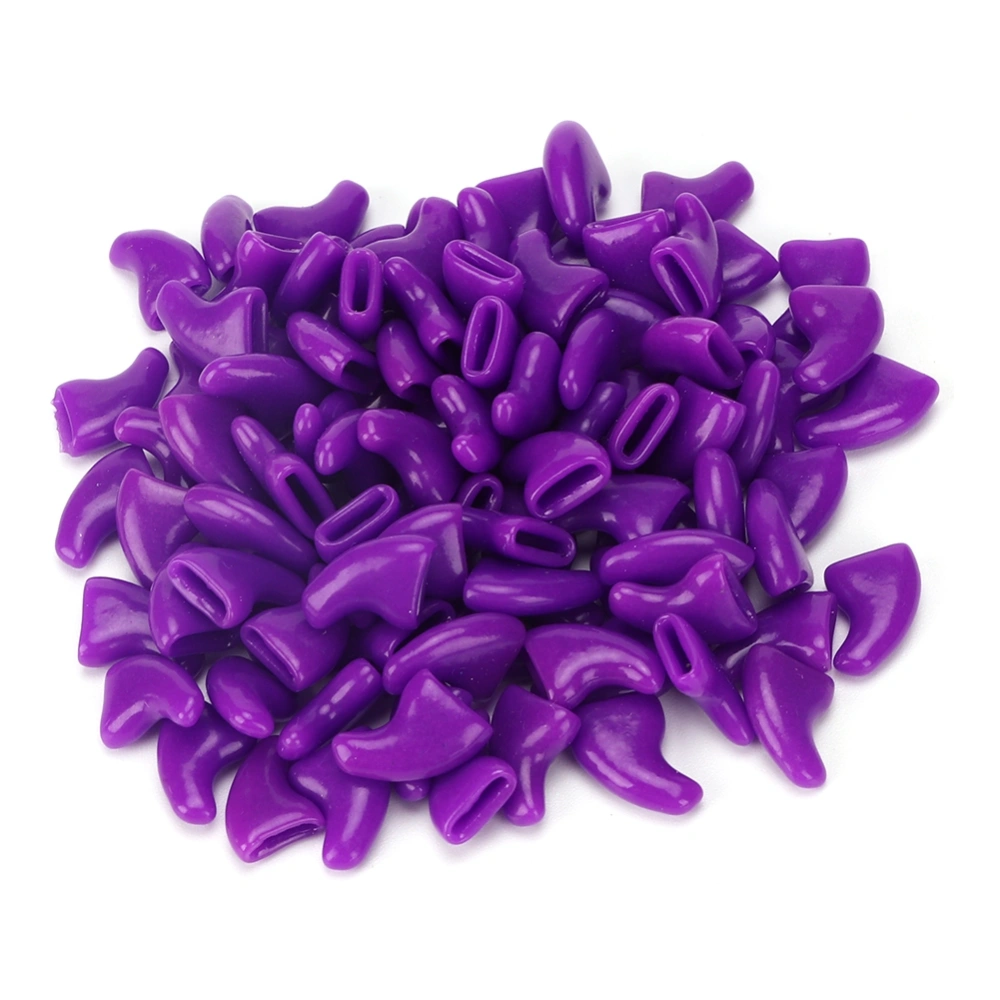 100Pcs Soft PVC Pet Cat Nail Cover Paw Claw Cap Grooming Accessory Decoration Set (Purple S)