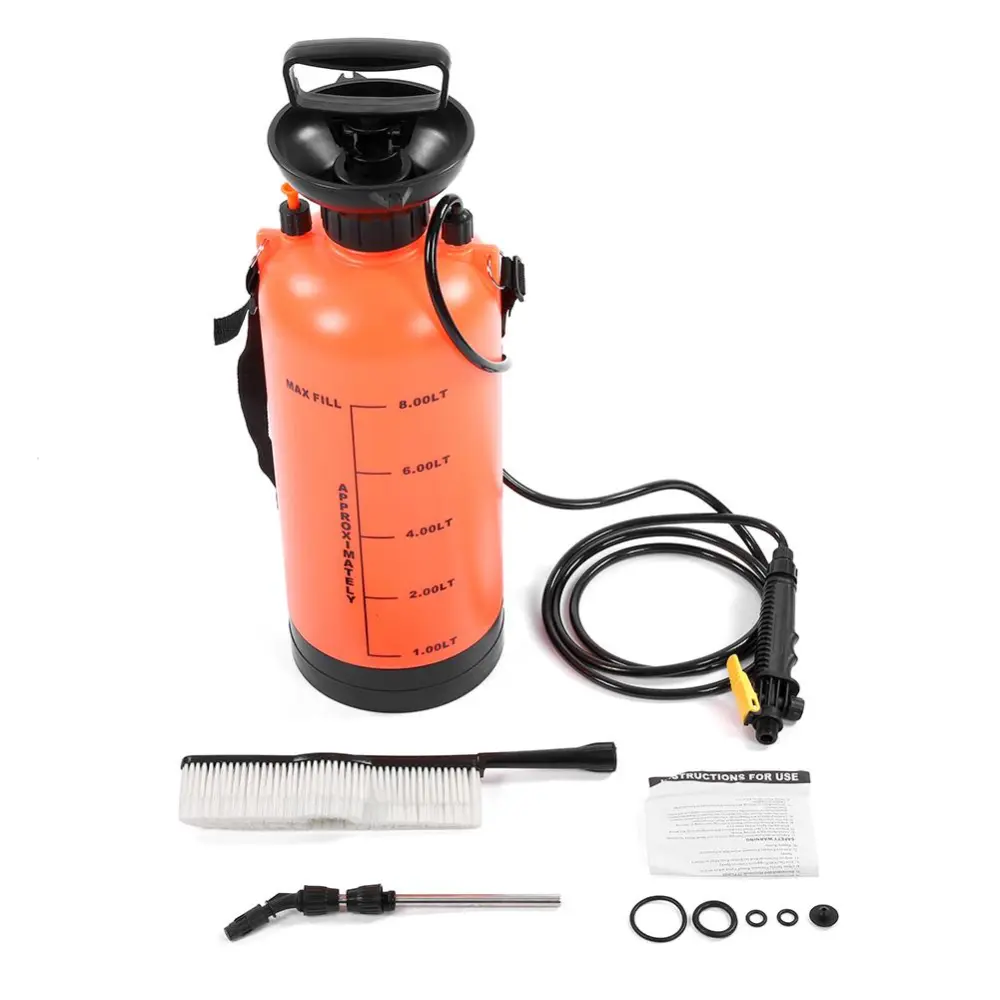 8L Portable Garden Manual Pressure Type Sprayer Car Washing Gardening Tool with Nozzle Brush