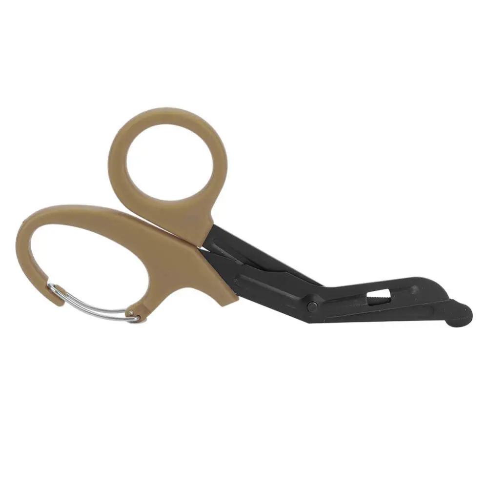 Stainless Steel Bandage Scissors with Fine Teeth First Aid Emergency Tool(Mud Color)