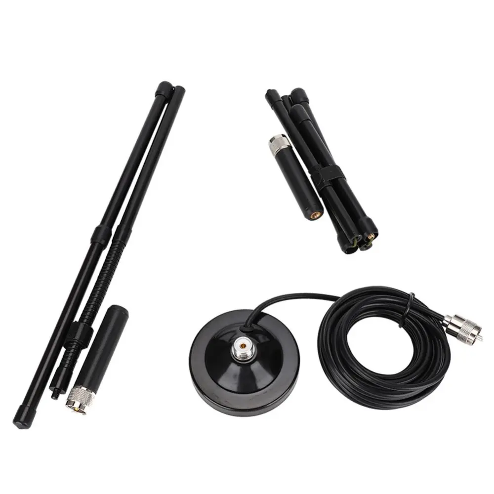 UHF/VHF Detachable Car Radio Antenna Coaxial Cable Magnetic Mount Base for YAESU/Kenwood