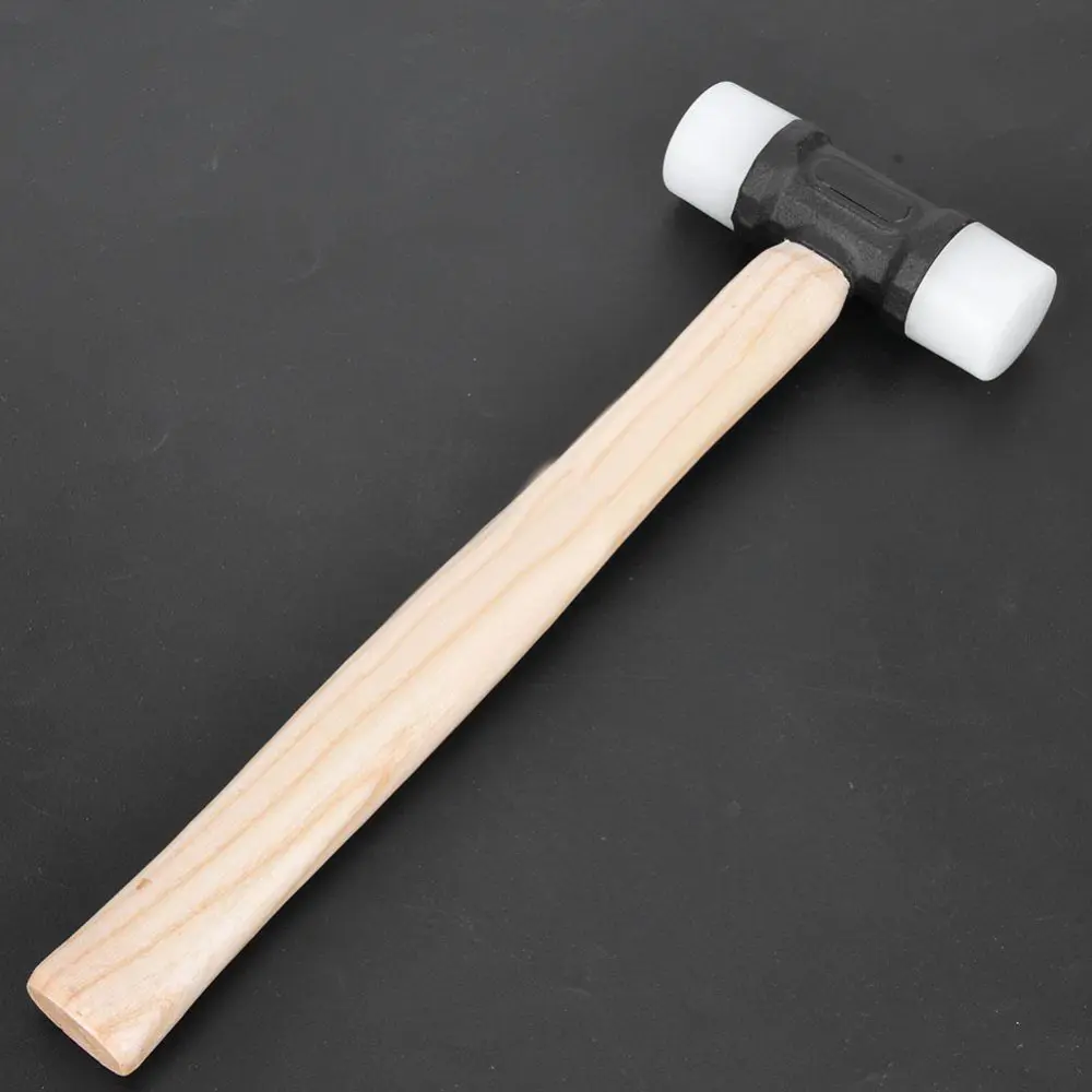 Professional DIY Double Head Wood Handle Nylon Hammer Leather Craft Installing Tool(S 32mm)