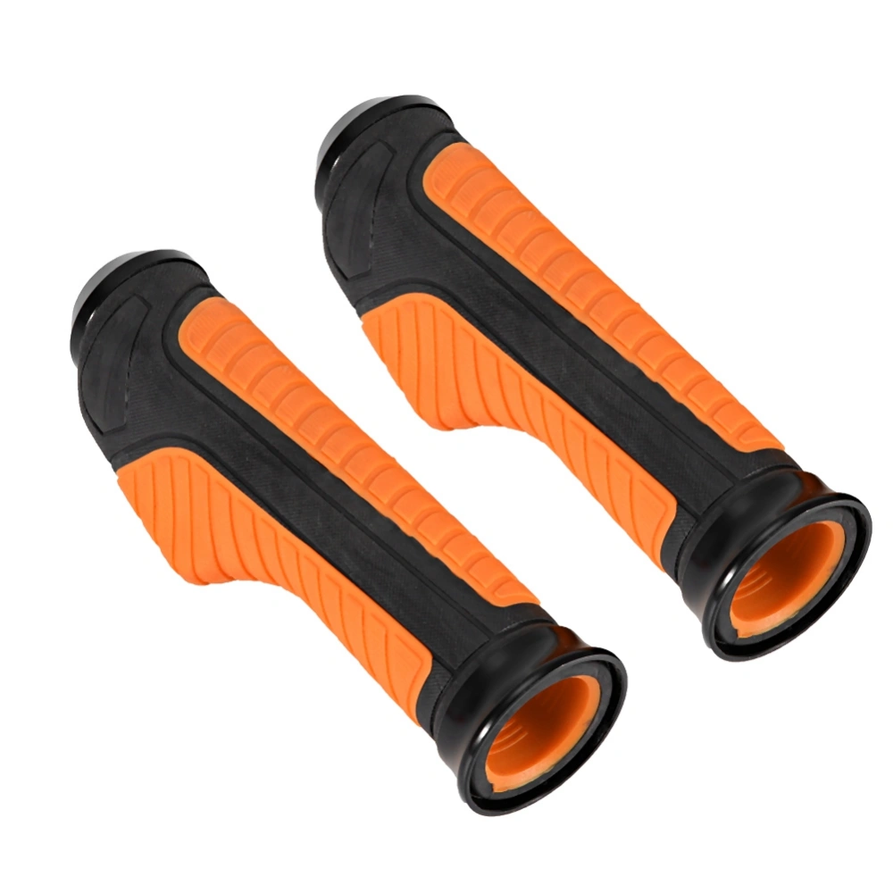 22mm Motorcycle Aluminum Rubber Handle Bar End Hand Grip Modification Accessory (Orange)