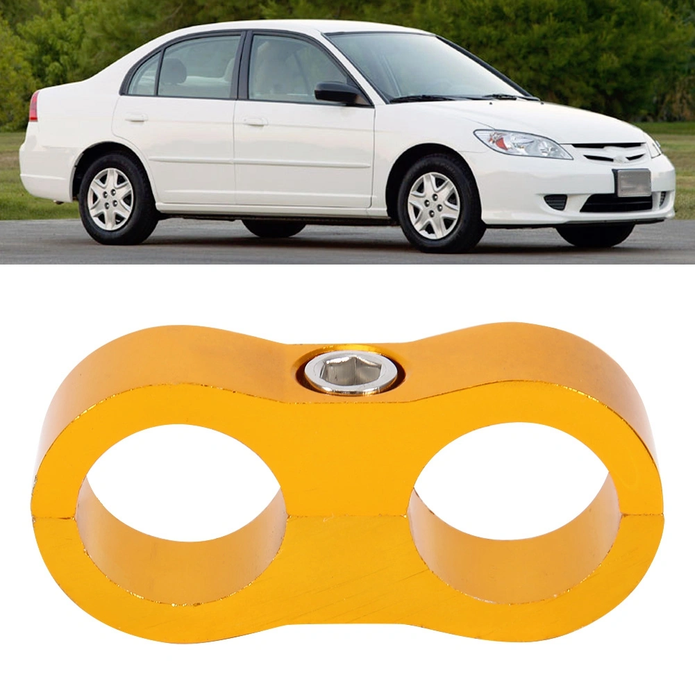 Car Modification AN8 Universal Aluminum Alloy Oil Hose Tube Separator Divider Clamp (Gold)