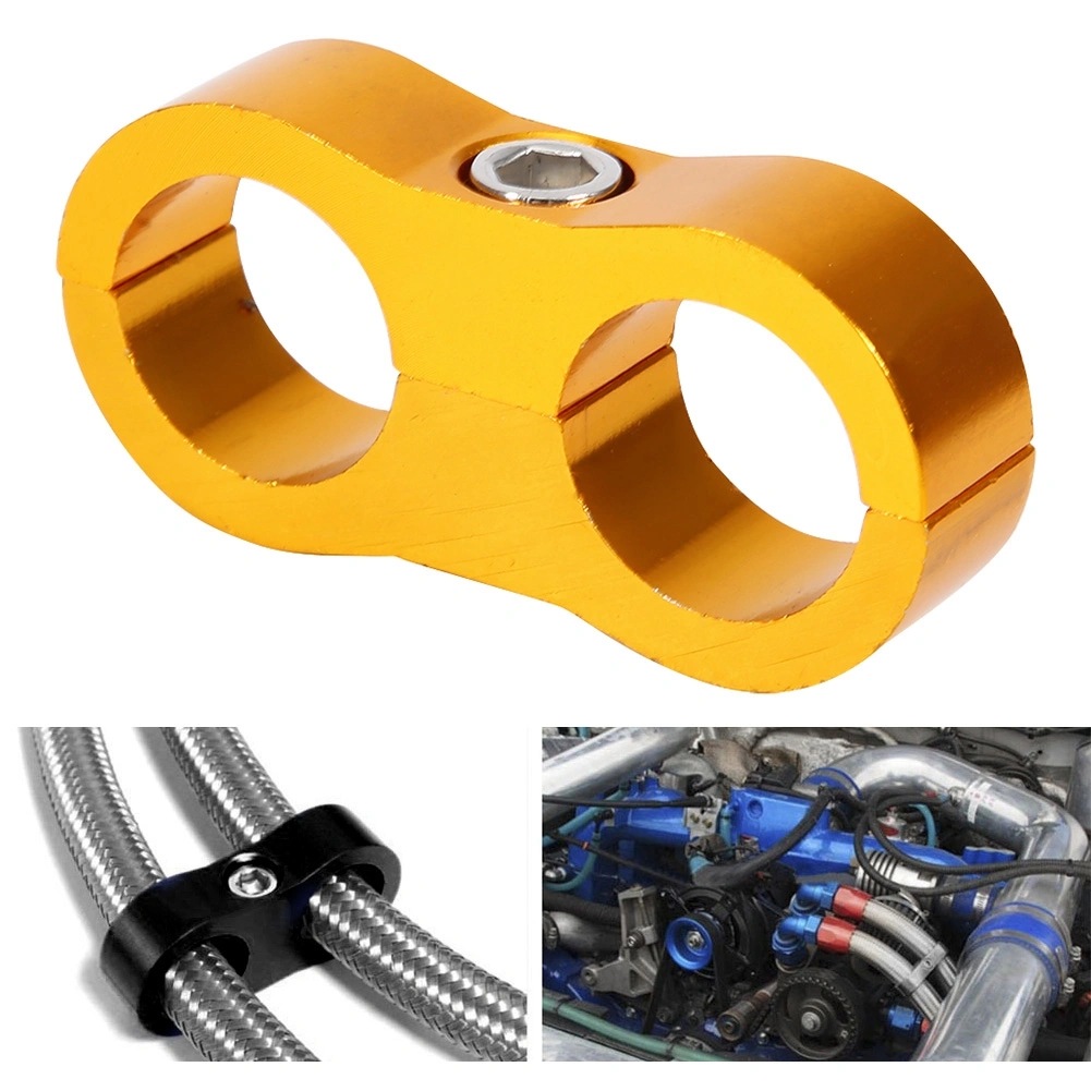 Car Modification AN8 Universal Aluminum Alloy Oil Hose Tube Separator Divider Clamp (Gold)