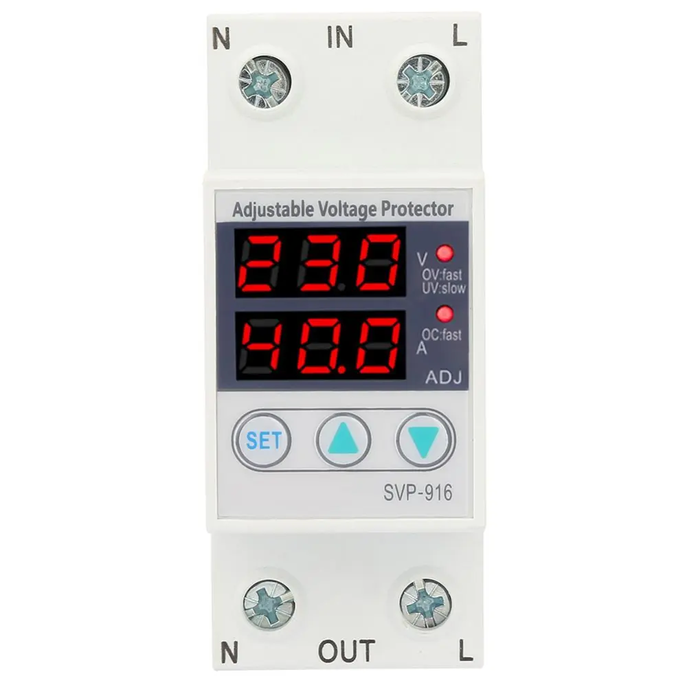 Intelligent Single Phase Adjustable Over-Voltage Under-Voltage Current Protector 230VAC(63A)