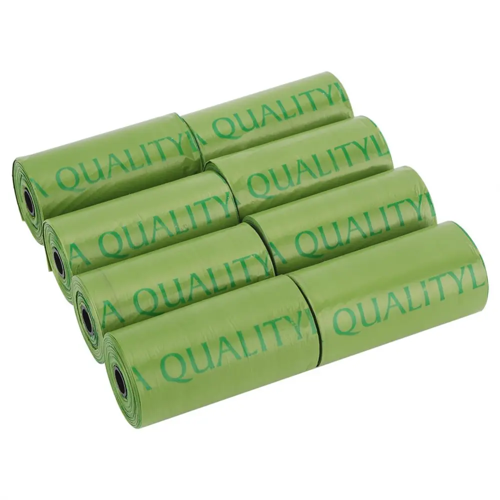 8 Rolls/120Pcs Green Plastic Degradable Thicken Pet Dog Waste Bags Garbage Durable Cleaning Bag