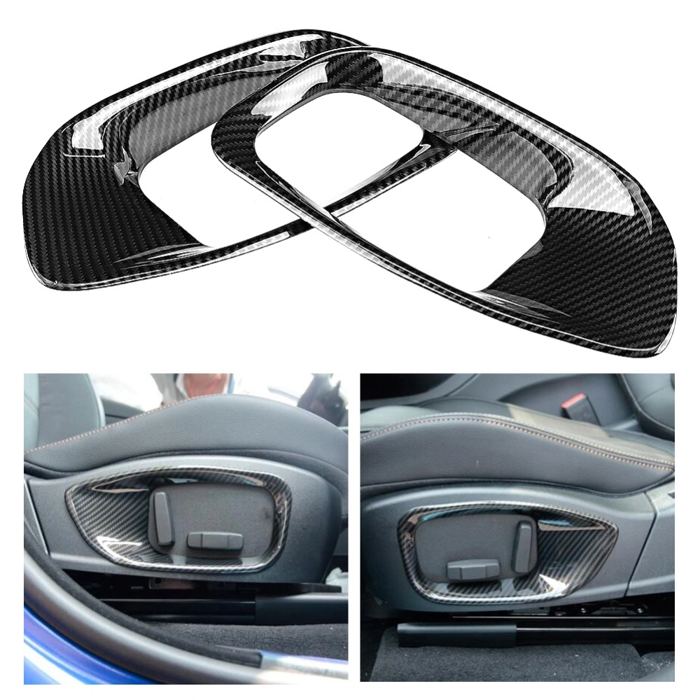 2pcs Car Carbon Fiber Style ABS Seat Decoration Frame Cover Trim Fit for Jaguar XE F-PACE 2016