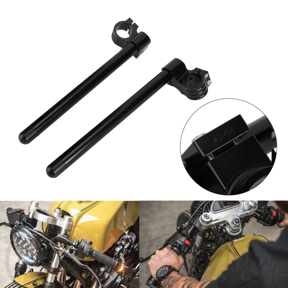 2pcs Universal Handlebars Motorcycle Modified Separation Aluminum Handle Black (41MM)