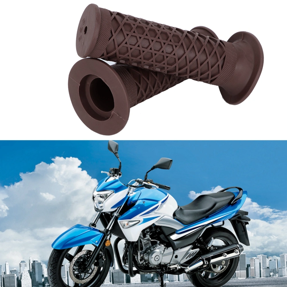 A Pair of ABS 22mm Universal Motorcycle Handle Handlebar Grip Handle Bar Accessories(Coffee)