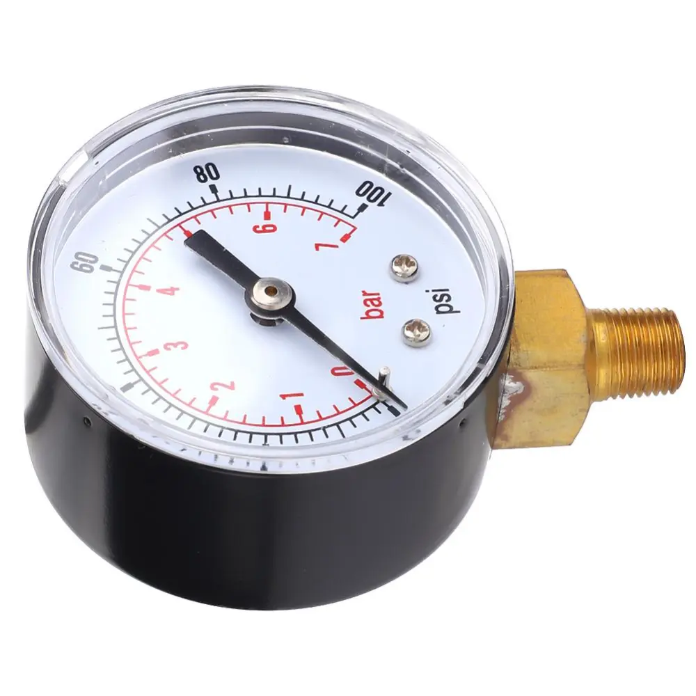 Pressure Gauge 50mm Dial 1/8 BSPT Bottom Connection for Air Water Oil Gas (0-100PSI 0-7Bar )