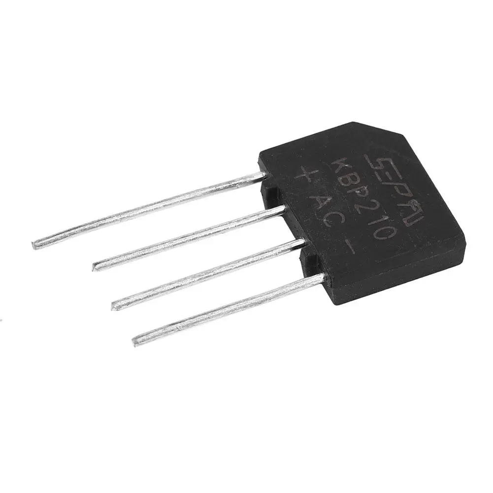 2A 1000V Diode Bridge KBP210 Flat Rectifier Bridge for Electronic Circuit (1pc)