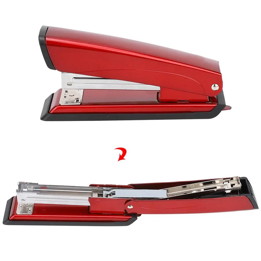 20 Sheets Stapler Metal Book Paper Stapling Machine Office Supplies for 26/6 24/6 Nails (Red)
