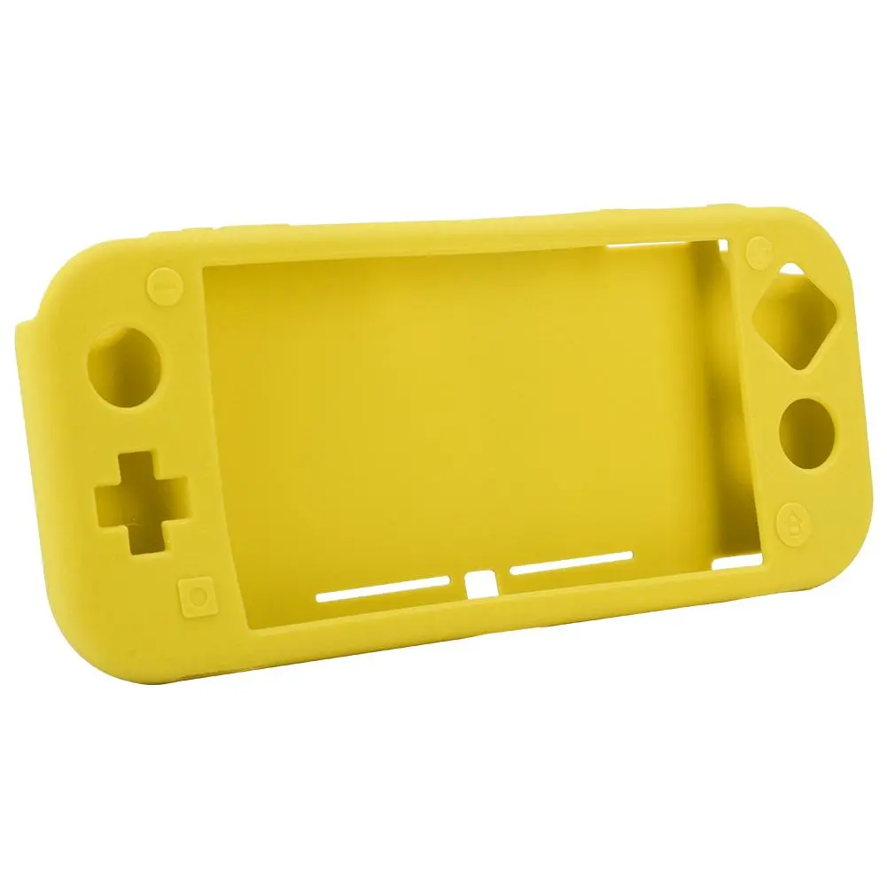 Silica Gel Protective Case Cover & Tempered Glass Screen Protector Set for Switch Lite Yellow
