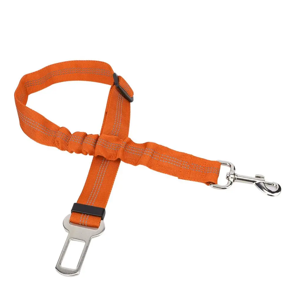 Adjustable Pet Dog Cat Reflective Elastic Car Safety Belt Harness Lead Leash Rope (Orange)