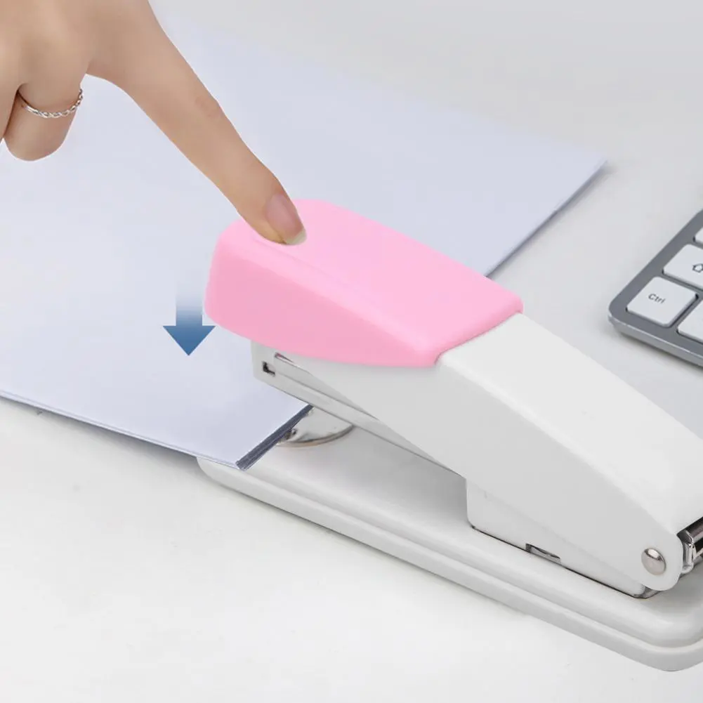 20 Sheets Stapler Metal Book Paper Stapling Machine Office Supplies for 26/6 24/6 Nails (Pink)