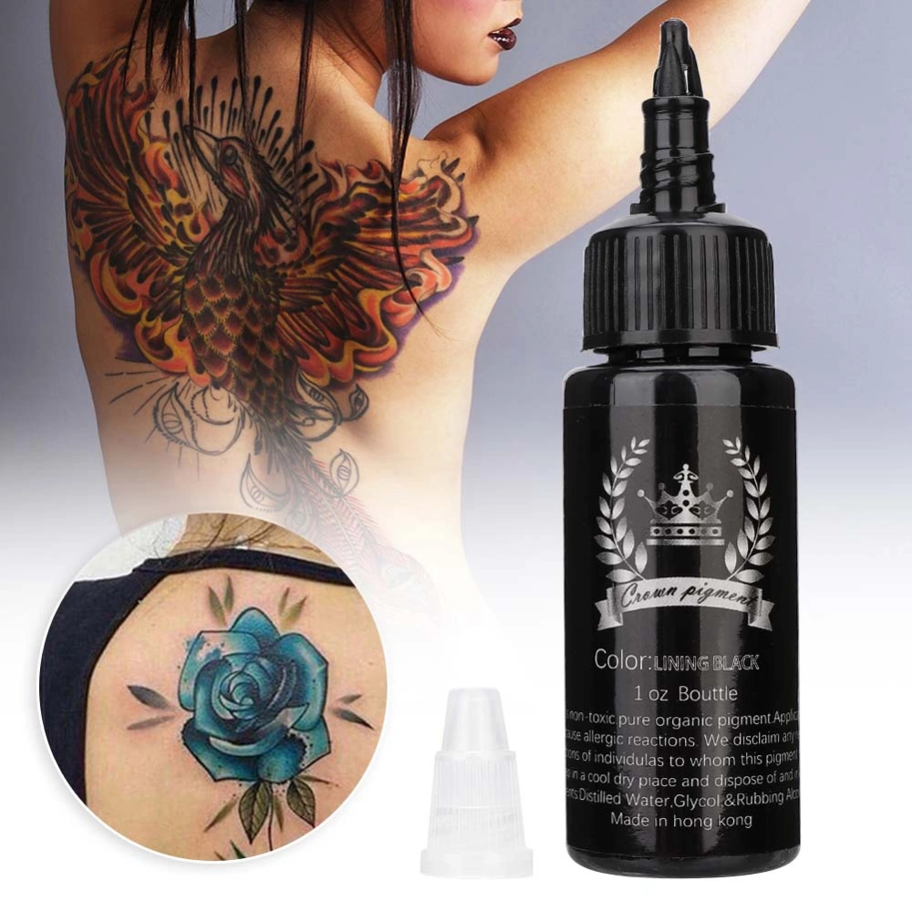 Plant Extract Semi-Permanent Tattoo Pigment Ink Long Lasting Tattoo Accessory Tool (Black)