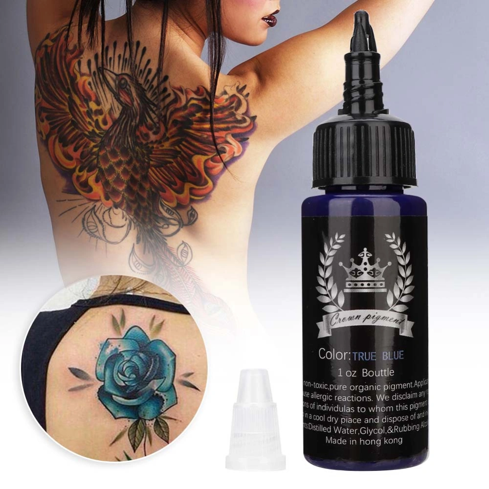 Plant Extract Semi-Permanent Tattoo Pigment Ink Long Lasting Tattoo Accessory Tool (Blue)