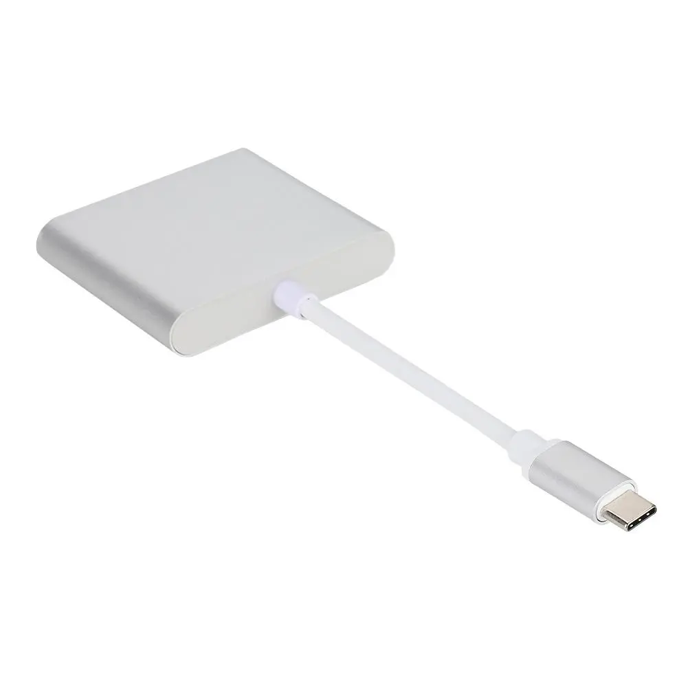 3 in 1 USB3.1 Type C to USB3.0+4K HDMI+Type C USB C Adapter Converter for Macbook Pro (Silver)