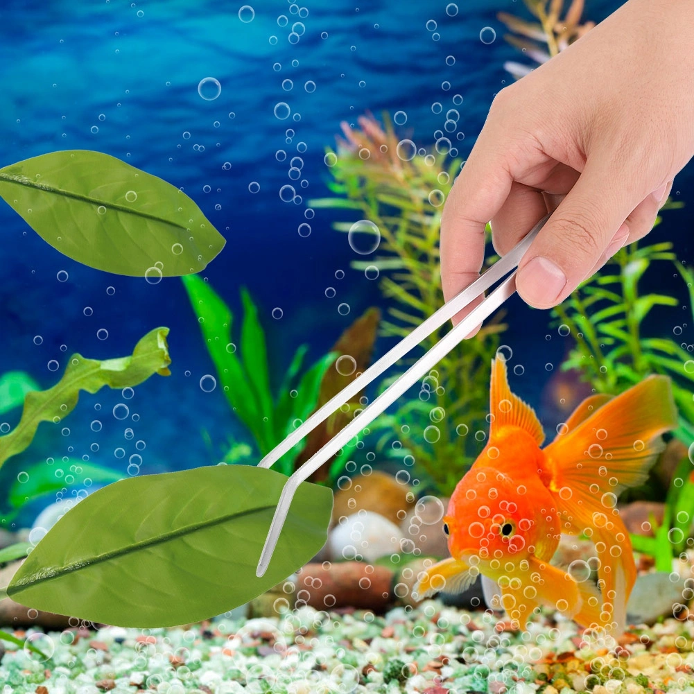 Stainless Steel Aquarium Water Plants Fish Tank Tweezers Aquascaping Tool(27cm Curved Head)