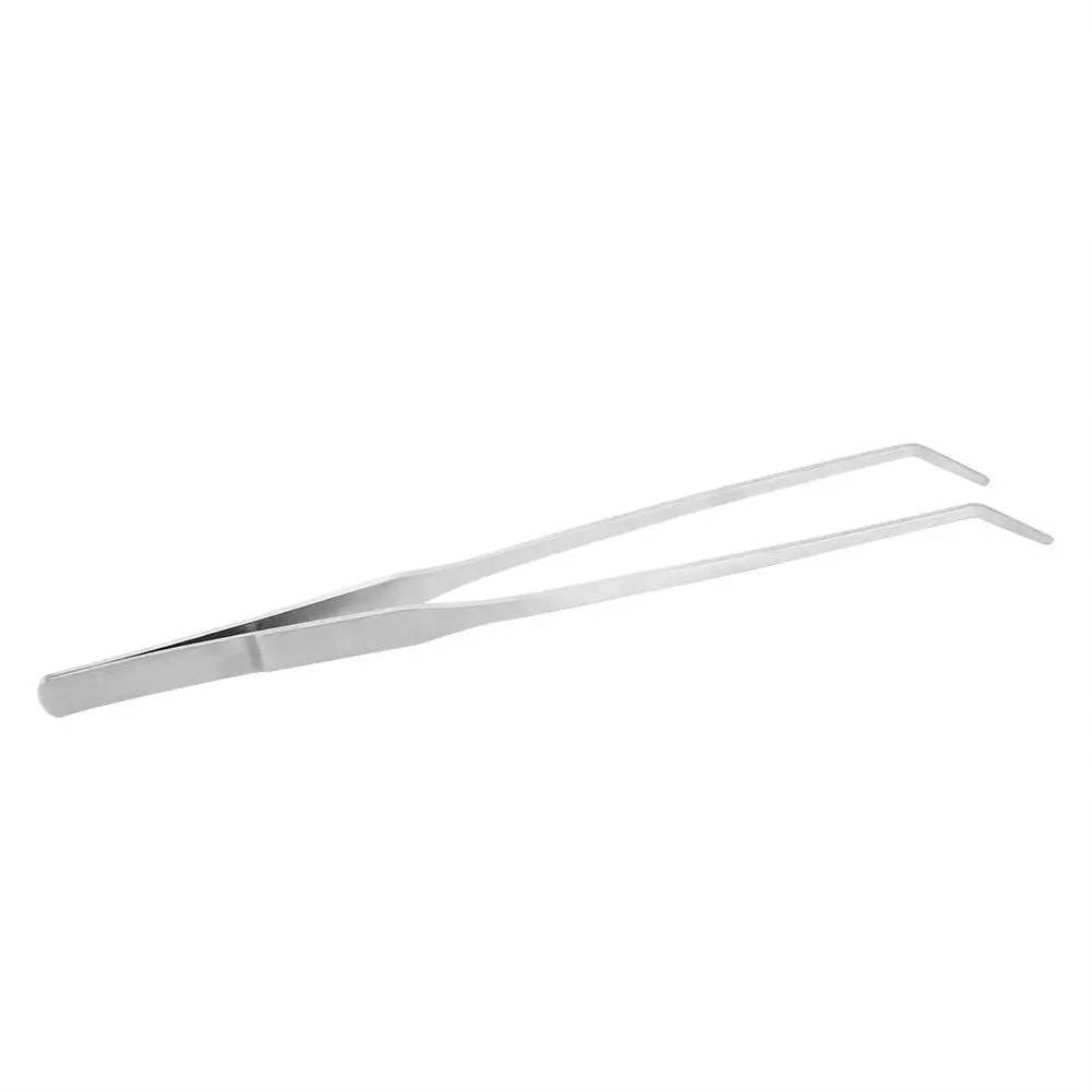 Stainless Steel Aquarium Water Plants Fish Tank Tweezers Aquascaping Tool(27cm Curved Head)