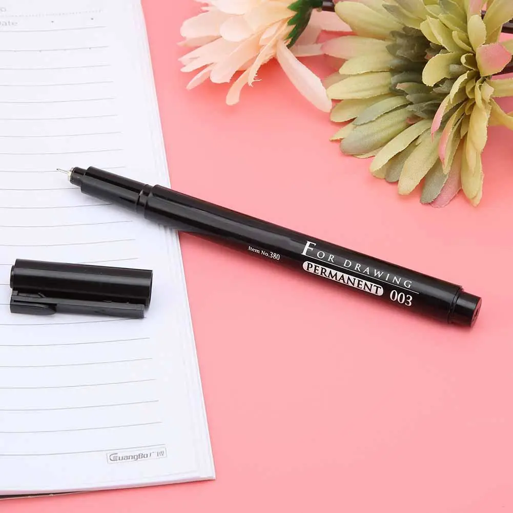 Black Oily Ink Micron Liner Fine Tip Marker Pens for Drawing Sketching Comic (0.03mm)