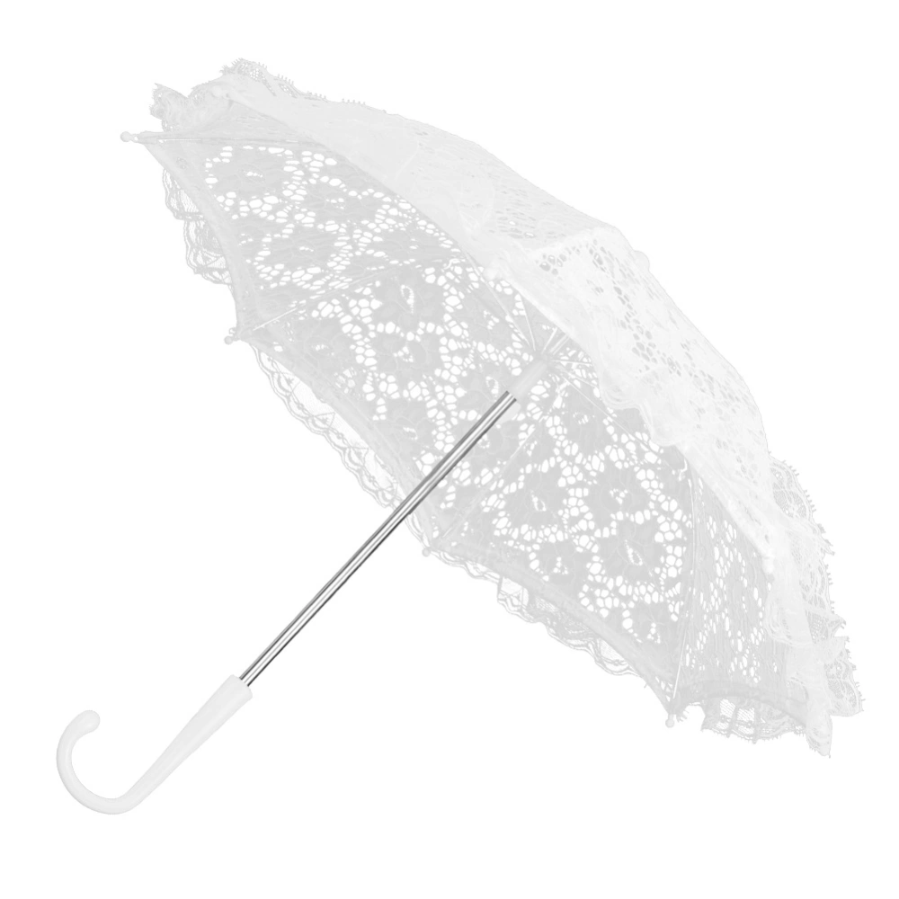 Craft Flowers Lace Embroidery Umbrella Bridal Party Decoration Props Accessory(51239 White )