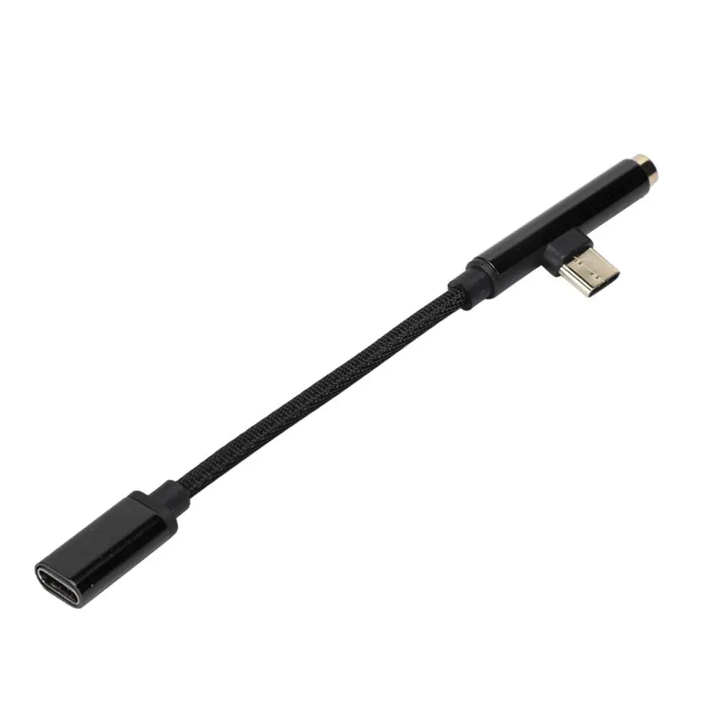 2PCS 2 in 1 Type-C to 3.5mm Music Listening Charging Call Earphone Audio Adapter Cable (Black)