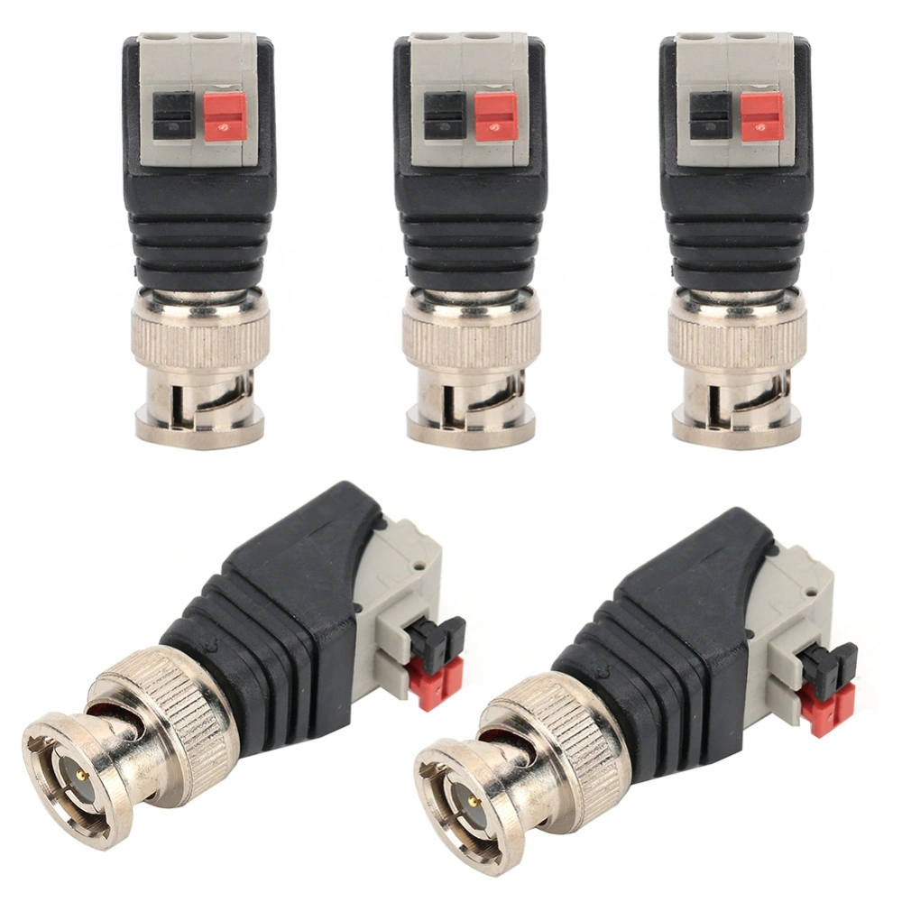 5pcs BNC Male Connector Plug Welding Free Adapter Push Type for CCTV System Accessories