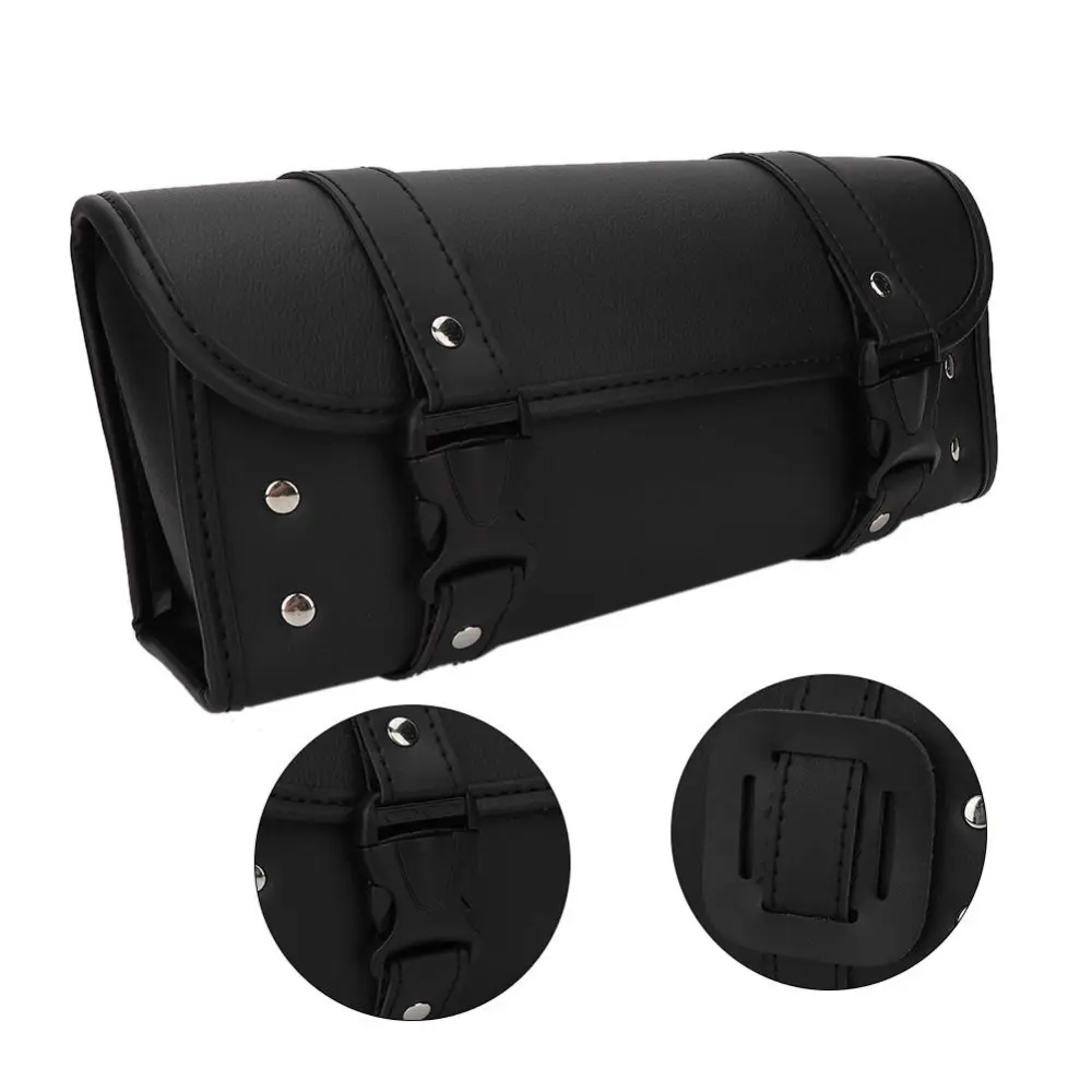 Universal Black Motorcycle Front Side Saddle Bag Storage Pouch Side Tool Bags