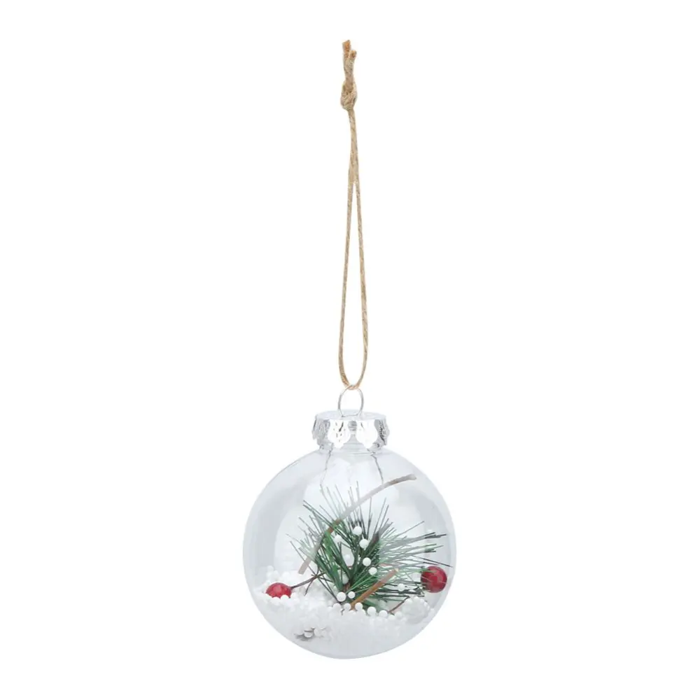 6Pcs/Set Transparent Christmas Ball Bauble Christmas Tree Pendant Hanging Ornament(Type 4 )