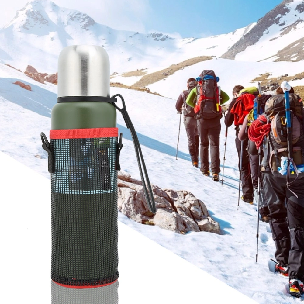 500ml Stainless Steel Vacuum Flask Portable Vacuum Cup Thermal Insulation Cup Outdoor(Military Green )