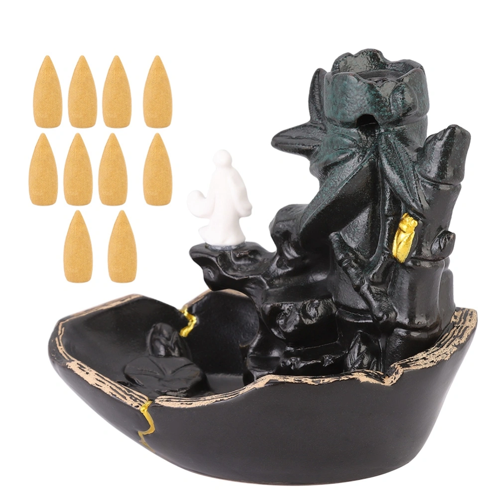 Innovative Backflow Incense Burner Ceramic Incense Holder for Indoor Decoration Gift(Type A )