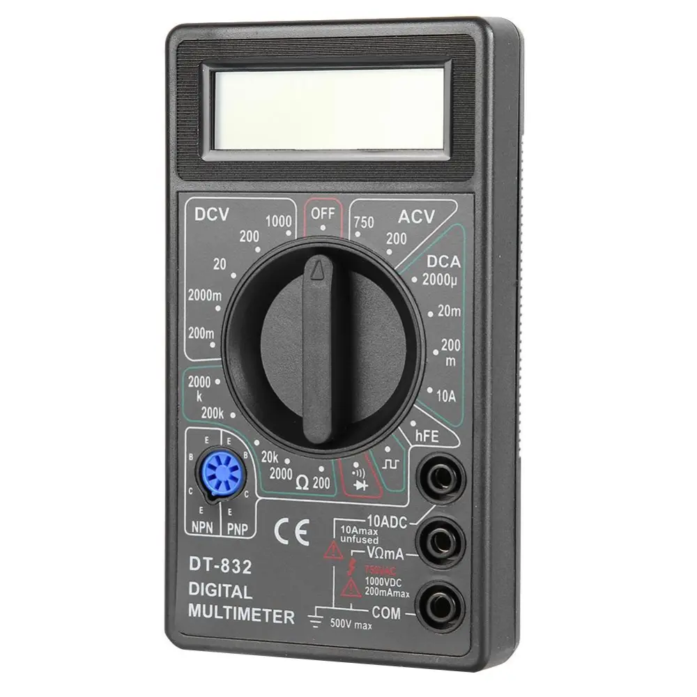 DT-832 Handheld Pocket Digital Multimeter AC/DC Voltage Current Resistance Tester with Buzzer(Black )