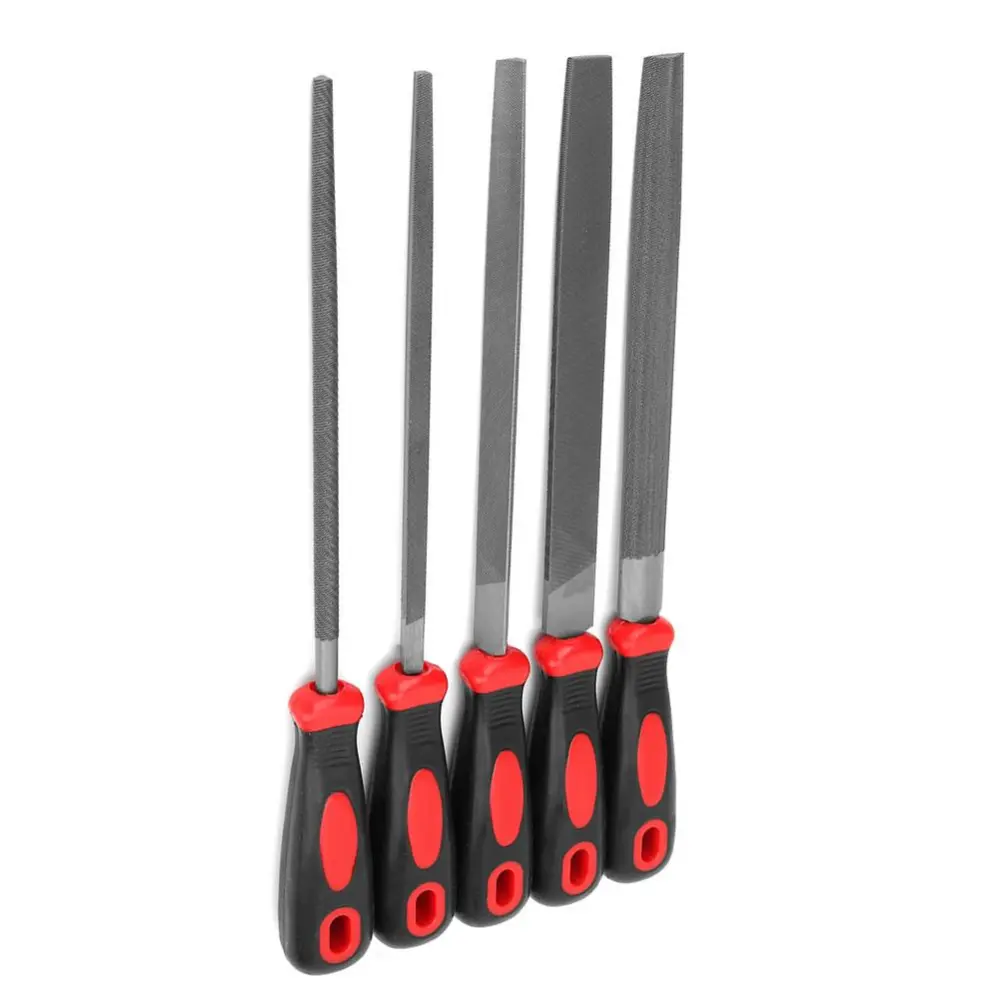 5pcs File Set Metal Filing Rasp Needle File Woodworking Hand Tools(Flat, Half Round, Square File )