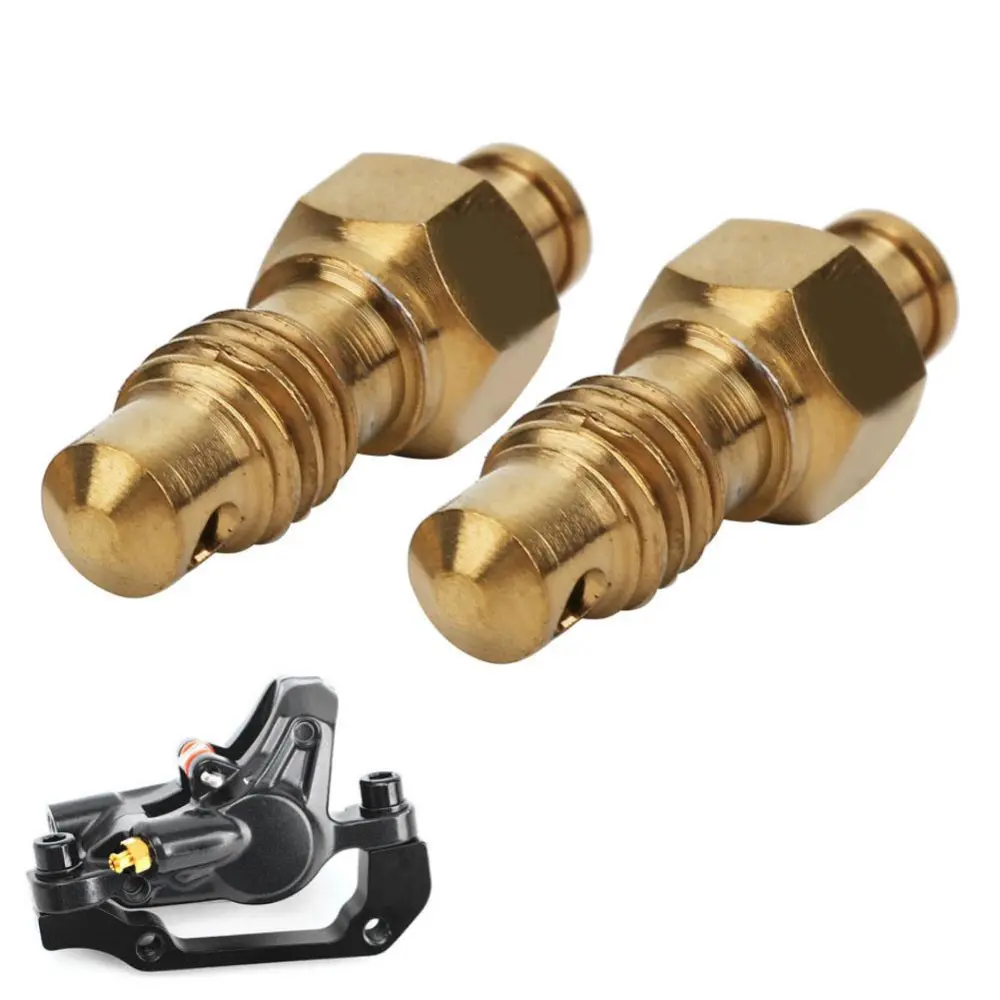 2 pcs Titanium Alloy Oil Disc Brake Bleed Nipple Exhaust Screws Set for Road Bicycle Accessories(gold )