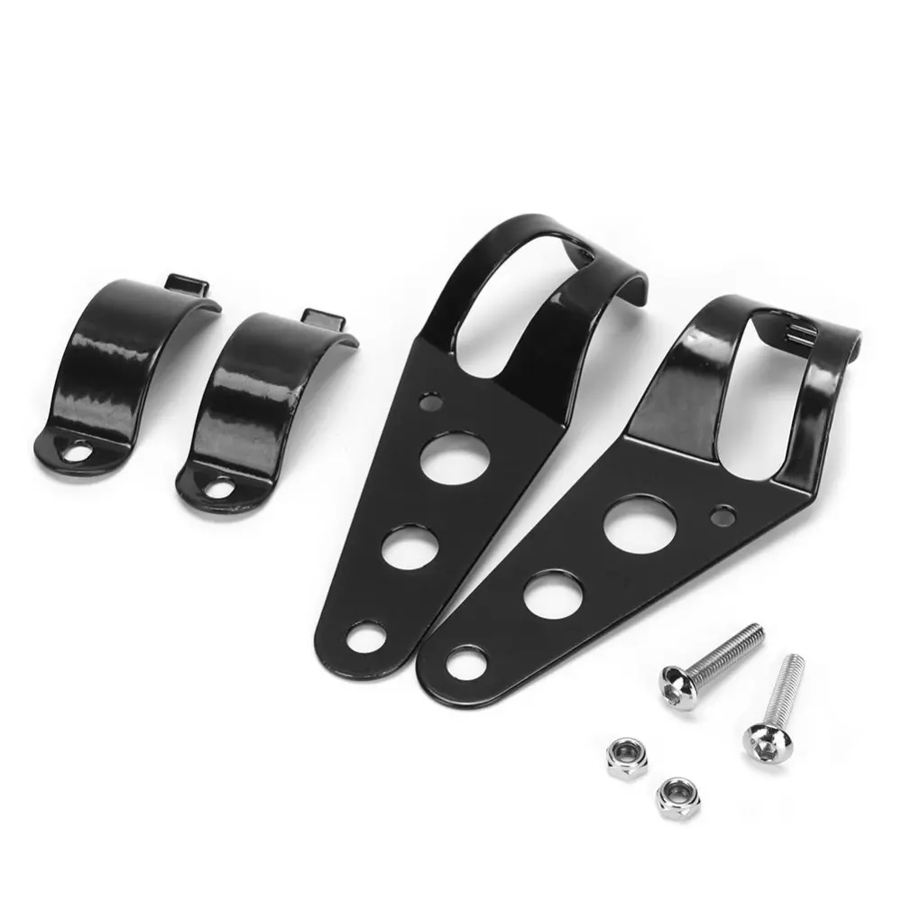 Stainless Steel Black Motorcycle Headlight Mounting Bracket 1.5-2in Support Holder(Black Large Size 1.5-2in )