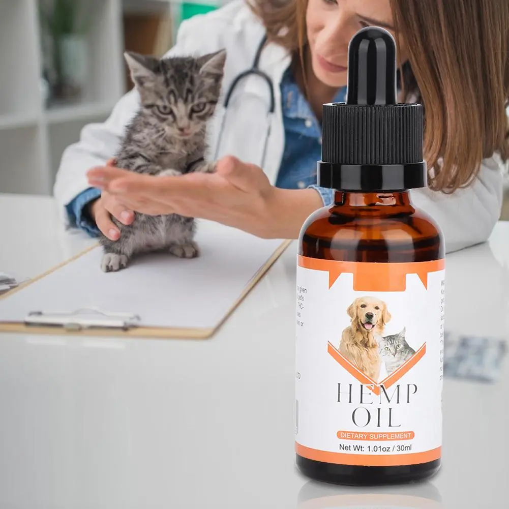 Essential Plant Extract Hemp Seed Oil Nursing Relieve Stress Pain for Pet Dogs Cats(30ml )