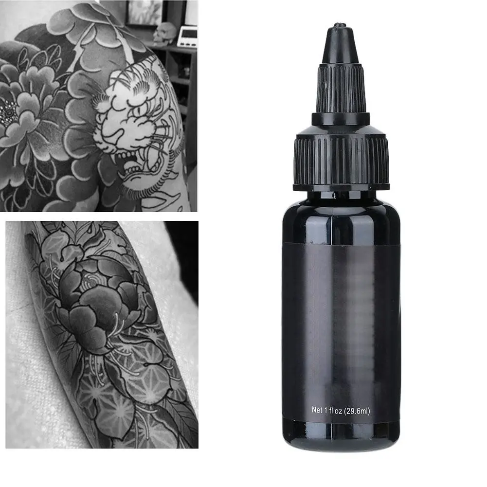29.6ml Tattoo Ink Fast Coloring Body Tattoo Pigment for Beauty Makeup Tattoo Supplies (Black)