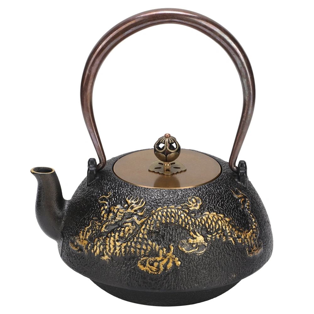 1.2L Mini Double Dragon Classic Cast Iron Teapot Iron Pot Tea Kettle Teaware with Handle