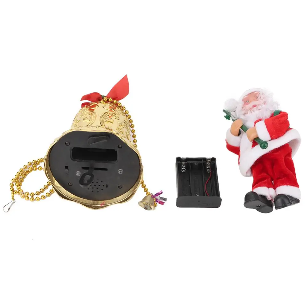 Christmas Electric Music Santa Claus Doll with Clock Decoration Toy Pendant Gift