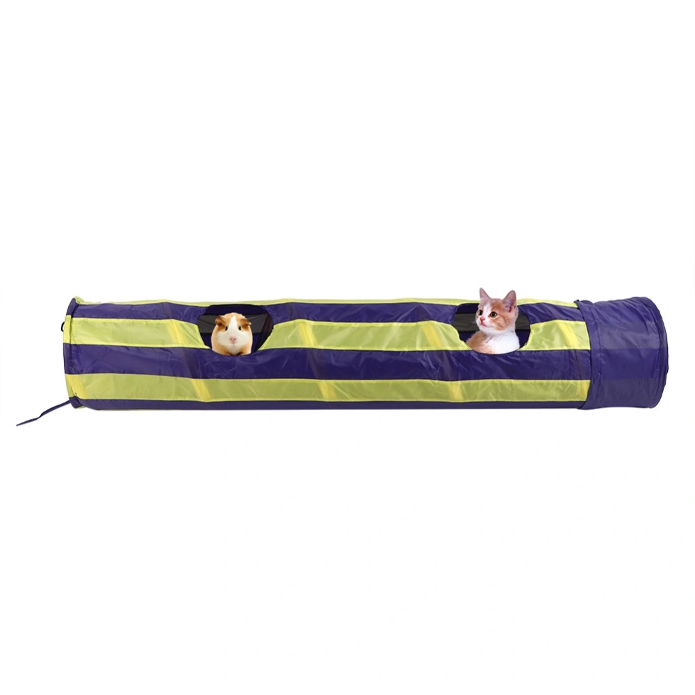 Collapsible Pet Bunny Rabbit Cat Tunnel Hideaway Small Animal Activity Tube Toys(Purple )