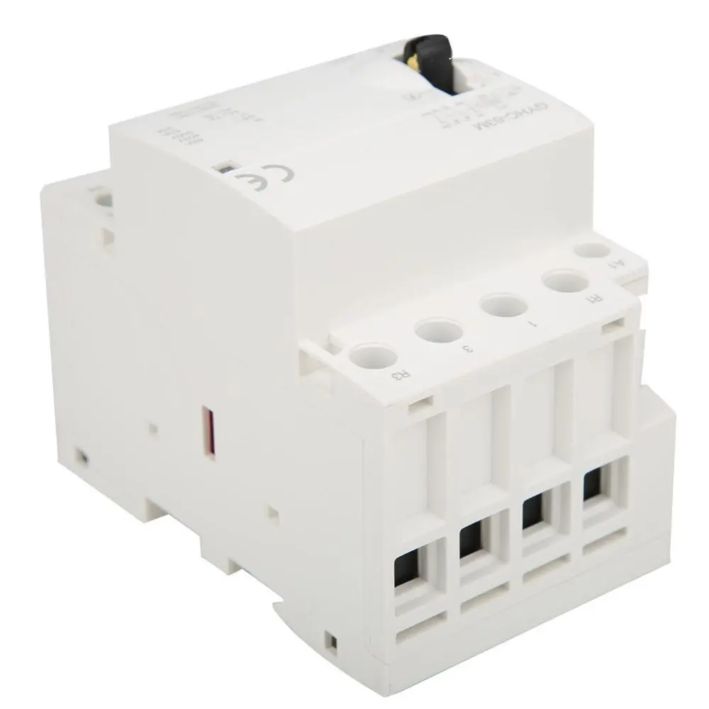 4P 63A 220V 50Hz DIN Rail Household AC Contactor with Manual Control Switch(2NO 2NC )