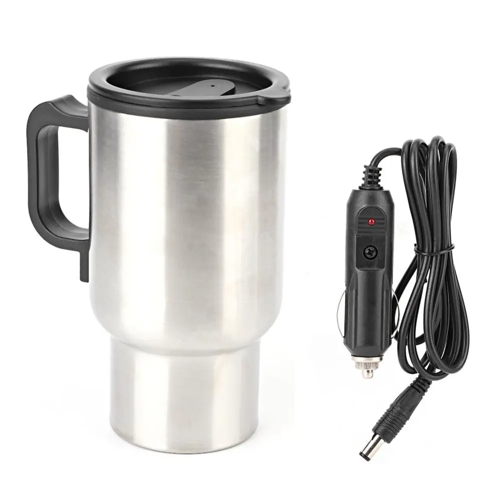 12V 450ml Stainless Steel Car Electric Heating Cup Portable Travel Water Coffee Tea Mug