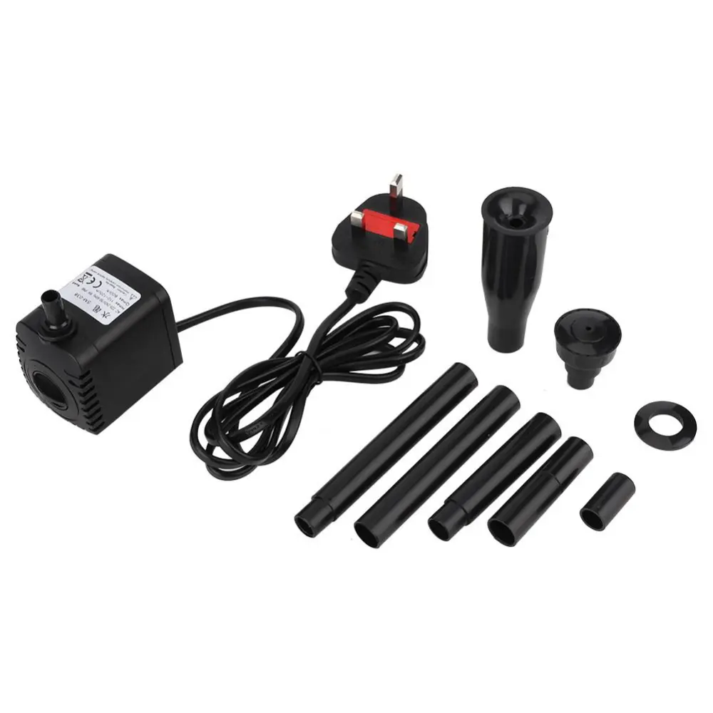 Plastic 3 in 1 600L/H 8W Aquarium Fish Tank Submersible Pump for Water Garden Fountain Pond(UK Plug 220V)