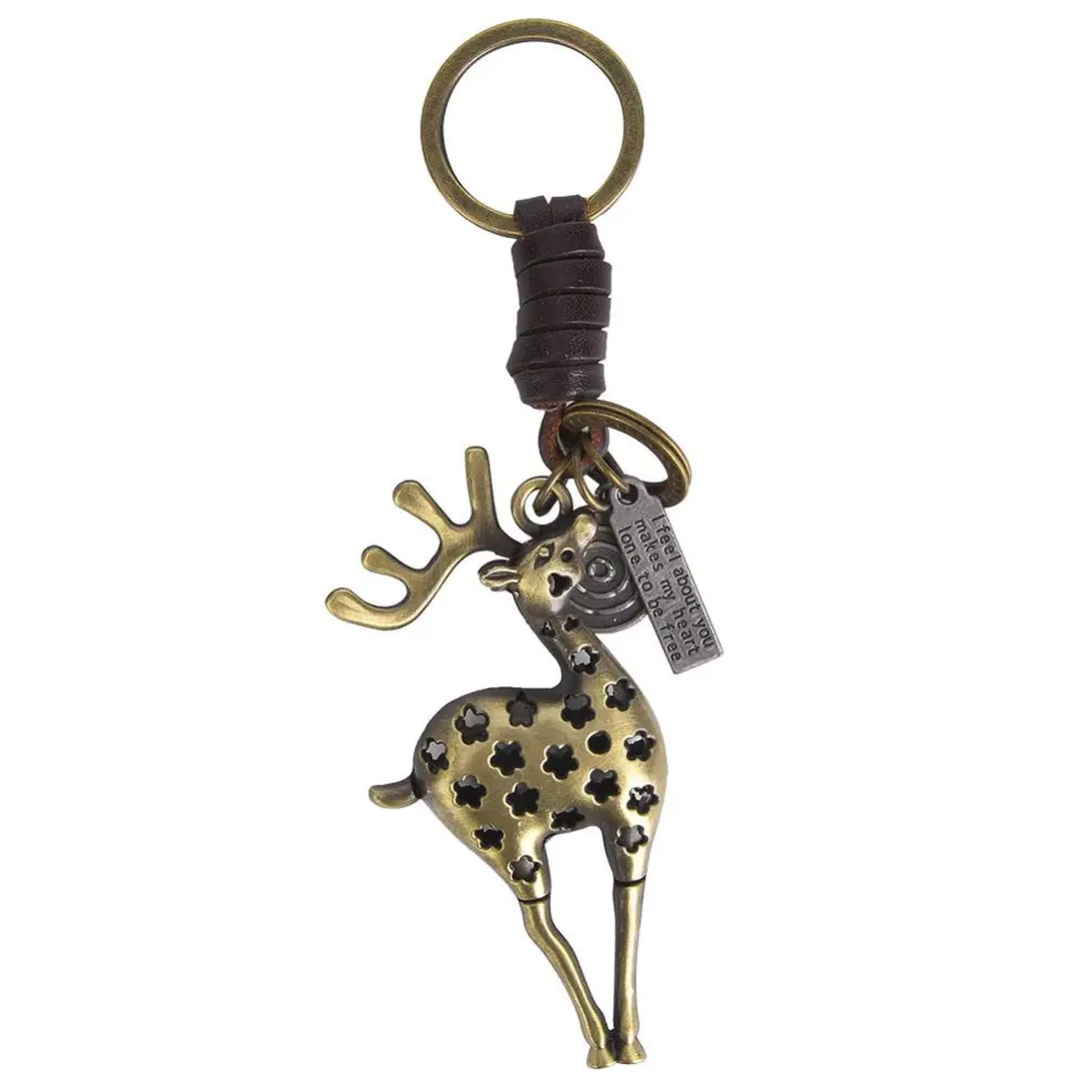 Vintage Alloy Keychain Deer Shaped Bag Pendant Decoration Birthday Gift