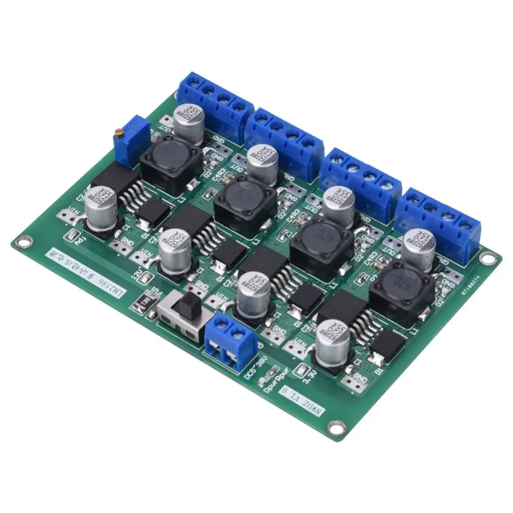 LM2596 4 Independent Channel 3.3V/5V/12V/Adjustable Power Supply Converter Module