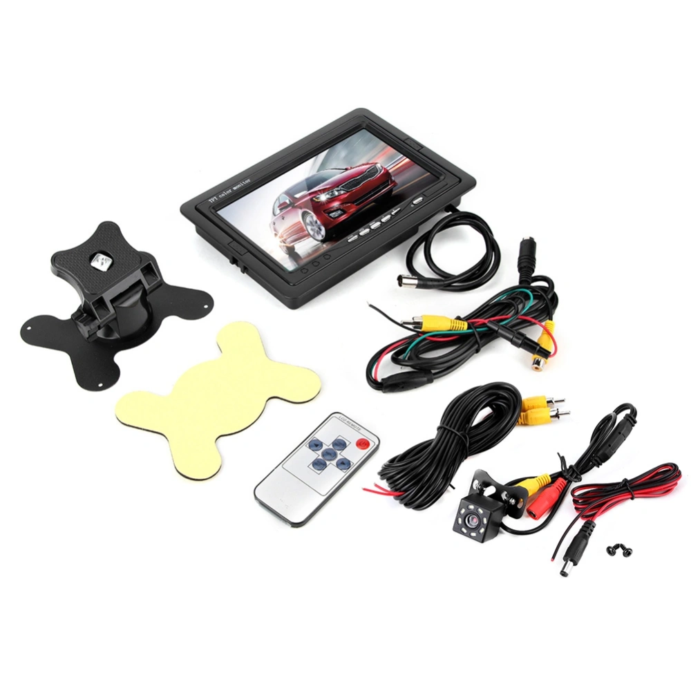 7in Car HD Reverse Monitor 12-30V with 8LED Waterproof Night Vision Camera